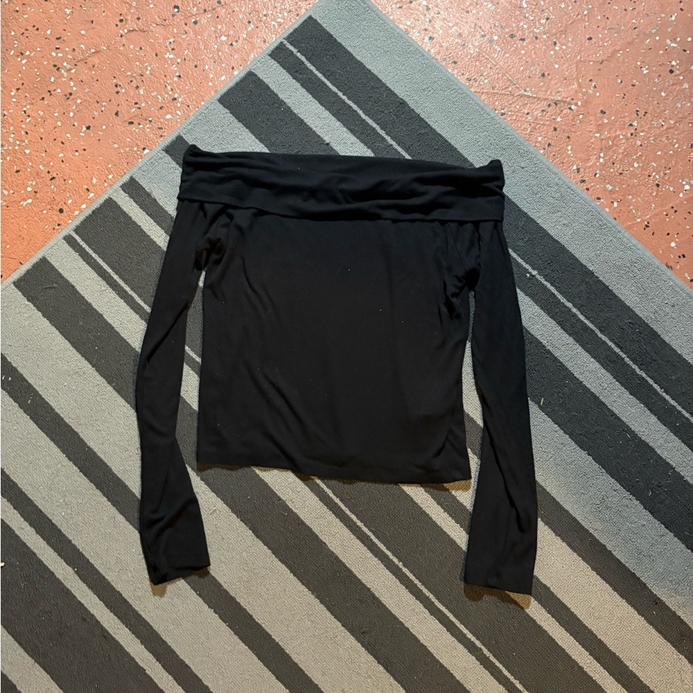 Cotton On Black Off-Shoulder Long Sleeve Top
